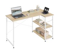 WOLTU Escritorio de Oficina con Estantería y Almacenamiento, Mesa Estudio Multifuncional para Ordenador, Dormitorio, Estudio, 120x73x72 cm, Roble Claro y Blanco