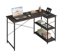 WOLTU Escritorio en Forma de L,120x75cm, Mesa Escritorio Esquinero con Estanteria, Mesa Gaming, Mesa de Estudio, Escritorio Ordenador PC para Oficina en Casa, Negro+Oxidado, TSB06srs
