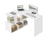 WOLTU Escritorio en Forma L, Mesa Esquinera Escritorio, Blanco | Con Estantes Abiertos, 120x100x75 cm, para Estudio, Oficina en Casa, Gaming y Trabajo