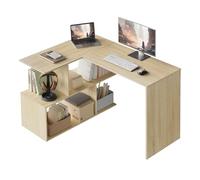 WOLTU Escritorio en Forma L, Mesa Esquinera Escritorio, Roble Claro+Blanco