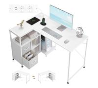 WOLTU Escritorio Esquinero en L con USB Dual, Blanco