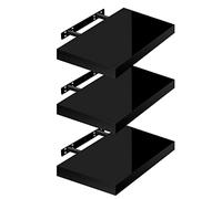 WOLTU Estante de Pared Juego de 3 Estante Flotante Libre de CD DVD Libro Tablero de Madera 30x22,9x3,8cm, Negro, RG9489sz-3