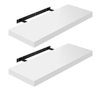 WOLTU Estante de Pared Tablero de Pared Volato Juego de 2 Estante Flotante Libre Estante de CD DVD Estante de Libro Tablero de Madera 60x22,9x3,8cm, Blanco, RG9478ws-2