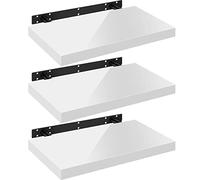 WOLTU Estante de Pared Tablero de Pared Volato Juego de 3 Estante Flotante Libre Estante de CD DVD Estante de Libro Tablero de Madera 50x22,9x3,8cm, Blanco, RG9477ws-3