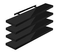 WOLTU Estante de Pared Tablero de Pared Volato Juego de 4 Estante Flotante Libre Estante de CD DVD Estante de Libro Tablero de Madera 100x22,9x3,8cm, Negro, RG9482sz-4