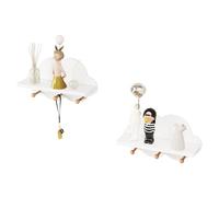 WOLTU Estante Flotante Nube, Estanteria Pared, Estante de Pared, Juego de 2 | para Niños, Blanco, con Ganchos, Decoración de Nube, para Habitación Infantil, MDF E1, 36x20,5x12 cm