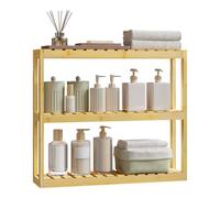 WOLTU Estantería Bambú 3 Niveles, Mueble Baño con Estante Ajustable, Estanteria Almacenaje en Pared o Suelo, para Baño, Cocina y Entrada, 60x15x54 cm