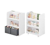 WOLTU Estantería Infantil, Estantería de Juguetes, Librería Niños | Estantería Móvil, 2 en 1, con Cajas de Almacenaje, Multiusos, para Habitación Infantil, 62,5x82,5x40 cm, Blanco