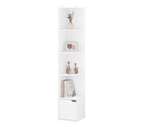 WOLTU Estantería Libreria con Estantes Almacenaje | 4 Comportamientos y Cajón, Armario de Madera, para Oficina, Salon, Habitacion, Blanco, 29,5x29,5x158 cm