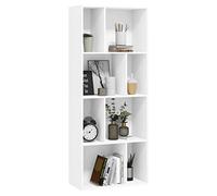 WOLTU Estanteria Libreria de 4 Niveles con 8 Compartimentos, Libreria Blanca de Madera, Estanteria Biblioteca, Estantería Decorativa para Salón, Dormitorio y Cocina, 60x29x143,5 cm, SK032ws