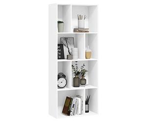 WOLTU Estanteria Libreria de 4 Niveles con 8 Compartimentos, Libreria Blanca de Madera, Estanteria Biblioteca, Estantería Decorativa para Salón, Dormitorio y Cocina, 60x29x143,5 cm, SK032ws