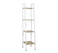 WOLTU Estanteria Librería Oficina Estante metálico de Madera y Acero, con 4 estantes Blanco + Roble Claro RGB9284whe