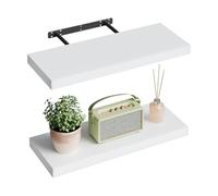 WOLTU Estanteria Pared, Estante Flotante, Juego de 2 Estante Pared de Madera de MDF, para salón, Cocina, Pasillo, Blanco, RG9319ws-2