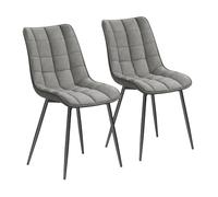 WOLTU Juego de 2 Sillas Comedor,Cuero Sintético Vintage,Gris | Patas Metálicas, Carga 160kg, Asiento Antideslizante Cómodo, Uso Hogar Comedor Salón Dormitorio