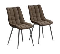 WOLTU Juego de 2 Sillas Comedor,Cuero Sintético Vintage,Marrón | Patas Metálicas, Carga 154kg, Asiento Antideslizante Cómodo, Uso Hogar Comedor Salón Dormitorio