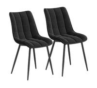 WOLTU Juego de 2 Sillas Comedor,Terciopelo,Negro | Patas Metálicas, Carga 150kg, Asiento Antideslizante Cómodo, Uso Hogar Comedor Salón Dormitorio
