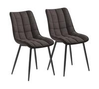 WOLTU Juego de 2 Sillas ComedorTela Tecnológica Vintage,Gris Oscuro | Patas Metálicas, Carga 150kg, Asiento Antideslizante Cómodo, Uso Hogar Comedor Salón Dormitorio