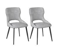 WOLTU Juego de 2 sillas de Comedor,Chenilla,Gris | para salón con Respaldo con Recorte, sillas Acolchadas para Comedor, Cocina y Dormitorio