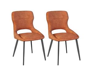 WOLTU Juego de 2 sillas de Comedor,Chenilla,Naranja | para salón con Respaldo con Recorte, sillas Acolchadas para Comedor, Cocina y Dormitorio