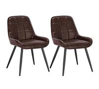 WOLTU Juego de 2 Sillas de Comedor,Cuero Sintético Retro,Marrón Oscuro | Respaldo Medio,Acolchado, Estructura de Metal, Adecuadas para Comedor, Cocina, Salón y Dormitorio