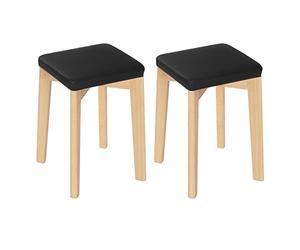 WOLTU Juego de 2 Sillas de Comedor,Madera,Mader Negro | Taburetes Cocina de Madera, Patas de Madera Maciza, Asiento PU, Taburetes Bajos