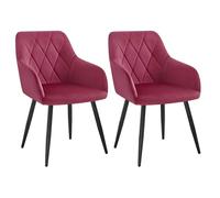 WOLTU Juego de 2 Sillas de Comedor,Terciopelo,Burdeos | Respaldo Medio, con Patas metálicas, diseño Moderno, aptas para Dormitorio y salón