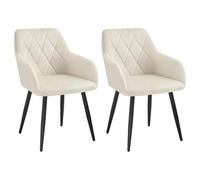 WOLTU Juego de 2 Sillas de Comedor,Terciopelo,Crema | Respaldo Medio, con Patas metálicas, diseño Moderno, aptas para Dormitorio y salón