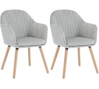 WOLTU Juego de 2 Sillas de Comedor,Terciopelo,Gris Claro | Respaldo Mediano, cojín Alta Elasticidad, Estructura de Madera, adecuado para salón y Dormitorio