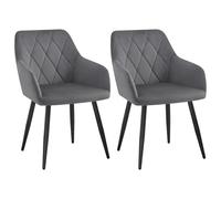 WOLTU Juego de 2 Sillas de Comedor,Terciopelo,Gris Oscuro | Respaldo Medio, con Patas metálicas, diseño Moderno, aptas para Dormitorio y salón