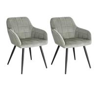 WOLTU Juego de 2 Sillas de Comedor,Terciopelo,Gris | Respaldo Medio, Estructura de Metal, Adecuadas para Comedor, Cocina, Salón y Dormitorio