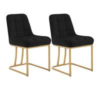 WOLTU Juego de 2 Sillas de Comedor,Terciopelo,Negro | Ergonómicascon Respaldo y Patas Metálicas, para Comedor, Dormitorio y Oficina