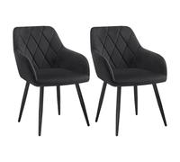 WOLTU Juego de 2 Sillas de Comedor,Terciopelo,Negro | Respaldo Medio, con Patas metálicas, diseño Moderno, aptas para Dormitorio y salón