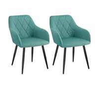 WOLTU Juego de 2 Sillas de Comedor,Terciopelo,Turquesa | Respaldo Medio, con Patas metálicas, diseño Moderno, aptas para Dormitorio y salón