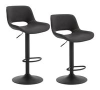 WOLTU Juego de 2 Taburete de Bar, Taburetes Cocina Altos con Respaldo y Reposapiés, Cuero Artificial, Antracita