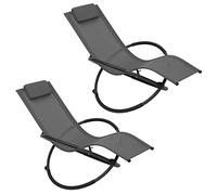 WOLTU Juego de 2 Tumbonas de Metal, Tumbona para Camping, Silla Mecedora de Relax, Ideal para Jardín, Playa, Terraza, Cubierta Transpirable de Textileno, Carga 160 kg, Gris, LS002gr-2