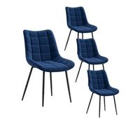 WOLTU Juego de 4 Sillas Comedor Cocina, Terciopelo Patas Metálicas, Carga 150kg, Asiento Antideslizante Cómodo, Uso Hogar Comedor Salón Dormitorio,Azul
