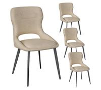 WOLTU Juego de 4 sillas de Comedor,Chenilla,Caqui | para salón con Respaldo con Recorte, sillas Acolchadas para Comedor, Cocina y Dormitorio