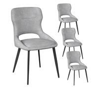 WOLTU Juego de 4 sillas de Comedor,Chenilla,Gris | para salón con Respaldo con Recorte, sillas Acolchadas para Comedor, Cocina y Dormitorio