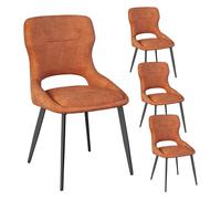WOLTU Juego de 4 sillas de Comedor,Chenilla,Naranja | para salón con Respaldo con Recorte, sillas Acolchadas para Comedor, Cocina y Dormitorio