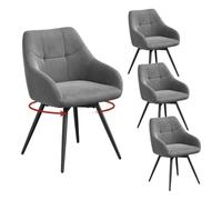 WOLTU Juego de 4 Sillas de Comedor Giratorias con Respaldo,Gris | Tapizado en Terciopelo, Reposabrazos Ergonómicos, Patas y Estructura Metálicas, para Salón, Dormitorio y Comedor