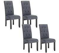 WOLTU Juego de 4 Sillas de Comedor,Lino,Gris Oscuro | Estructura de Madera, Sillón Asiento Acolchado