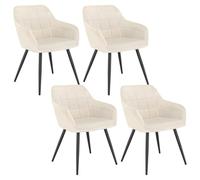 WOLTU Juego de 4 Sillas de Comedor,Terciopelo,Crema | Respaldo Medio, Estructura de Metal, Adecuadas para Comedor, Cocina, Salón y Dormitorio