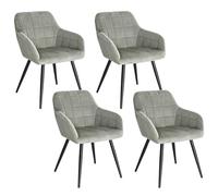 WOLTU Juego de 4 Sillas de Comedor,Terciopelo,Gris | Respaldo Medio, Estructura de Metal, Adecuadas para Comedor, Cocina, Salón y Dormitorio