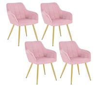 WOLTU Juego de 4 Sillas de Comedor,Terciopelo,Ros Oro | Respaldo Medio, Estructura de Metal, Adecuadas para Comedor, Cocina, Salón y Dormitorio