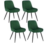 WOLTU Juego de 4 Sillas de Comedor,Terciopelo,Verde Oscuro | Respaldo Medio,Acolchado, Estructura de Metal, Adecuadas para Comedor, Cocina, Salón y Dormitorio