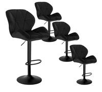 WOLTU Juego de 4 Taburete de Bar con Respaldo, Sillas de Bar Regulables en Altura, Muebles Cocina Silla de Comedor, Terciopelo, Negro