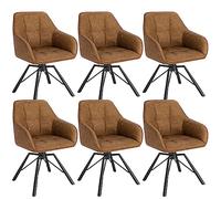 WOLTU Juego de 6 Silla de Comedor Giratoria,Cuero sintético,Marrón Claro | Estructura de Patas metálicas,Estilo Moderno. Apta para Cocina,salón,Comedor y Dormitorio