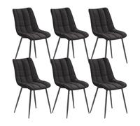 WOLTU Juego de 6 Sillas Comedor Cocina, Cuero Sintético Vintage Patas Metálicas, Carga 150kg, Asiento Antideslizante Cómodo, Uso Hogar Comedor Salón Dormitorio,Antracita