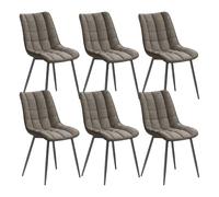 WOLTU Juego de 6 Sillas Comedor,Cuero Sintético Vintage,Gris Oscuro | Patas Metálicas, Carga 159kg, Asiento Antideslizante Cómodo, Uso Hogar Comedor Salón Dormitorio