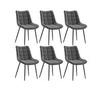 WOLTU Juego de 6 Sillas Comedor,Terciopelo,Gris Oscuro | Patas Metálicas, Carga 150kg, Asiento Antideslizante Cómodo, Uso Hogar Comedor Salón Dormitorio